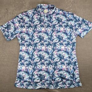 Tailor Byrd Mens XL Tropical Leaf Print Short‎ Sleeve Polo Shirt Golf